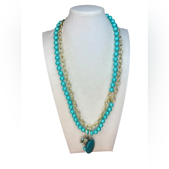 Heidi Daus Jewelry - Heidi Daus Turquoise and Gold Double Strand Necklace
